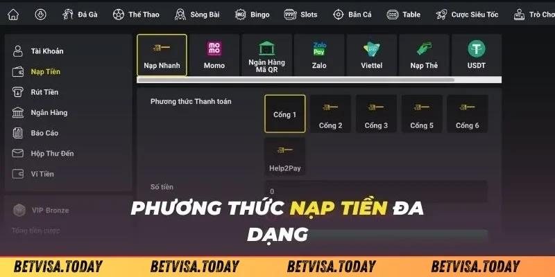 Nạp tiền vào tài khoản cá cược